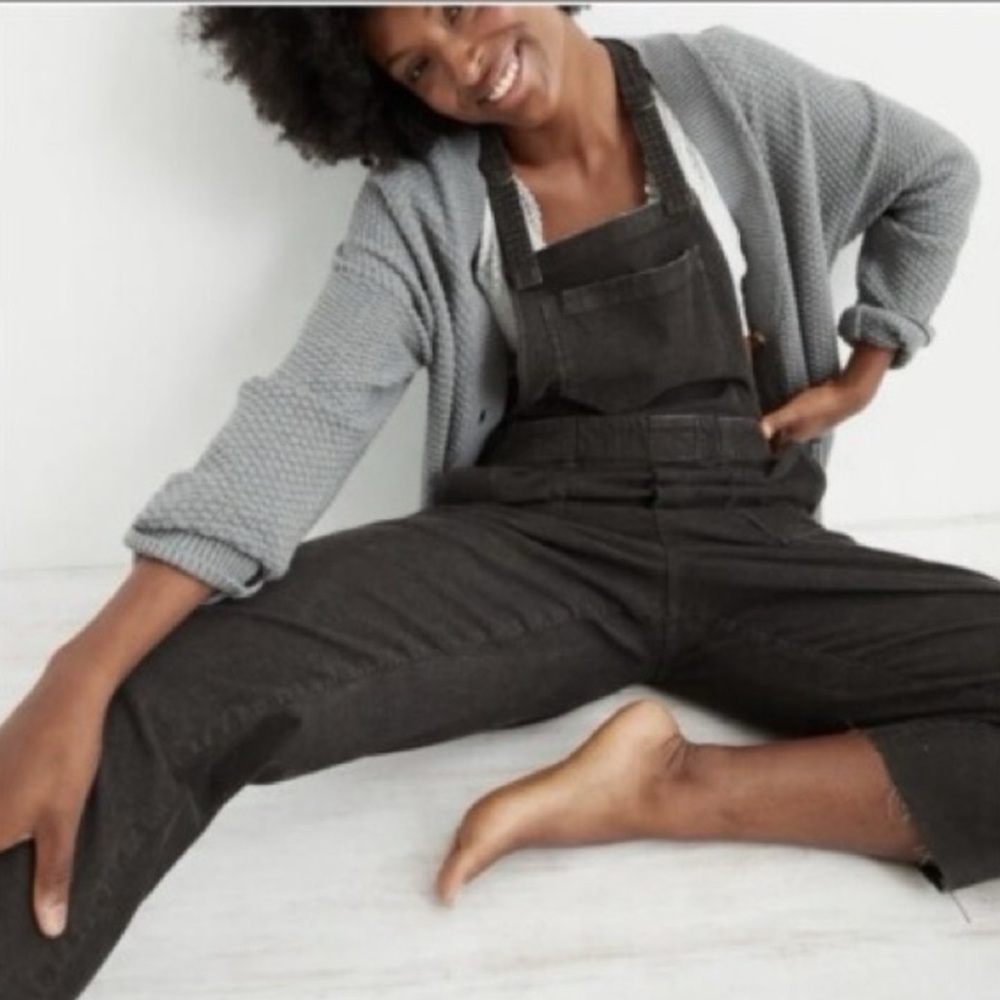 Aerie Black Corduroy Overalls